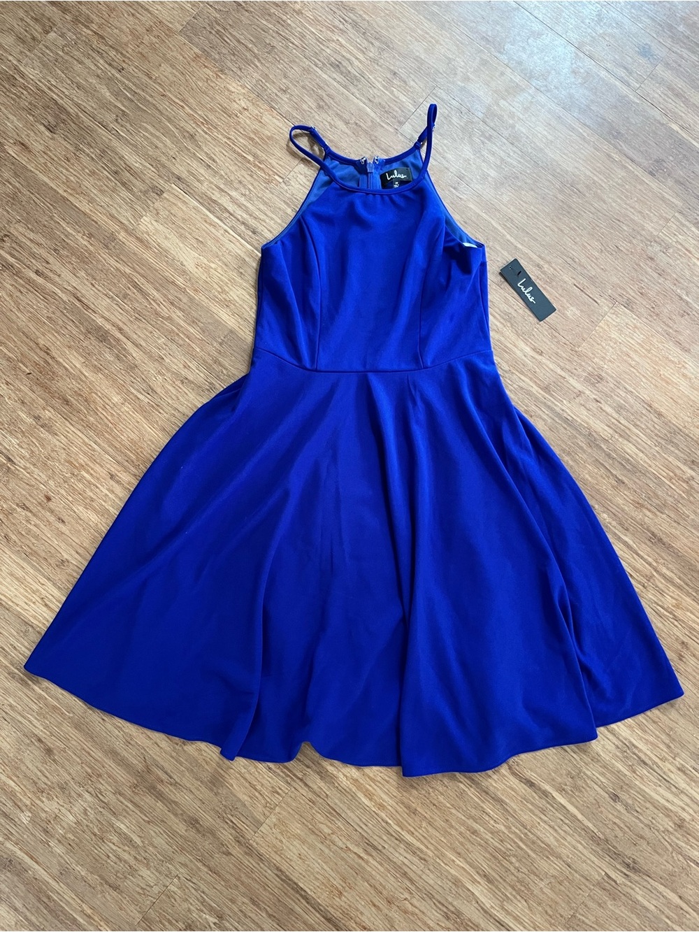 NWT Lulus Royal Blue Halter Skater Dress Size M